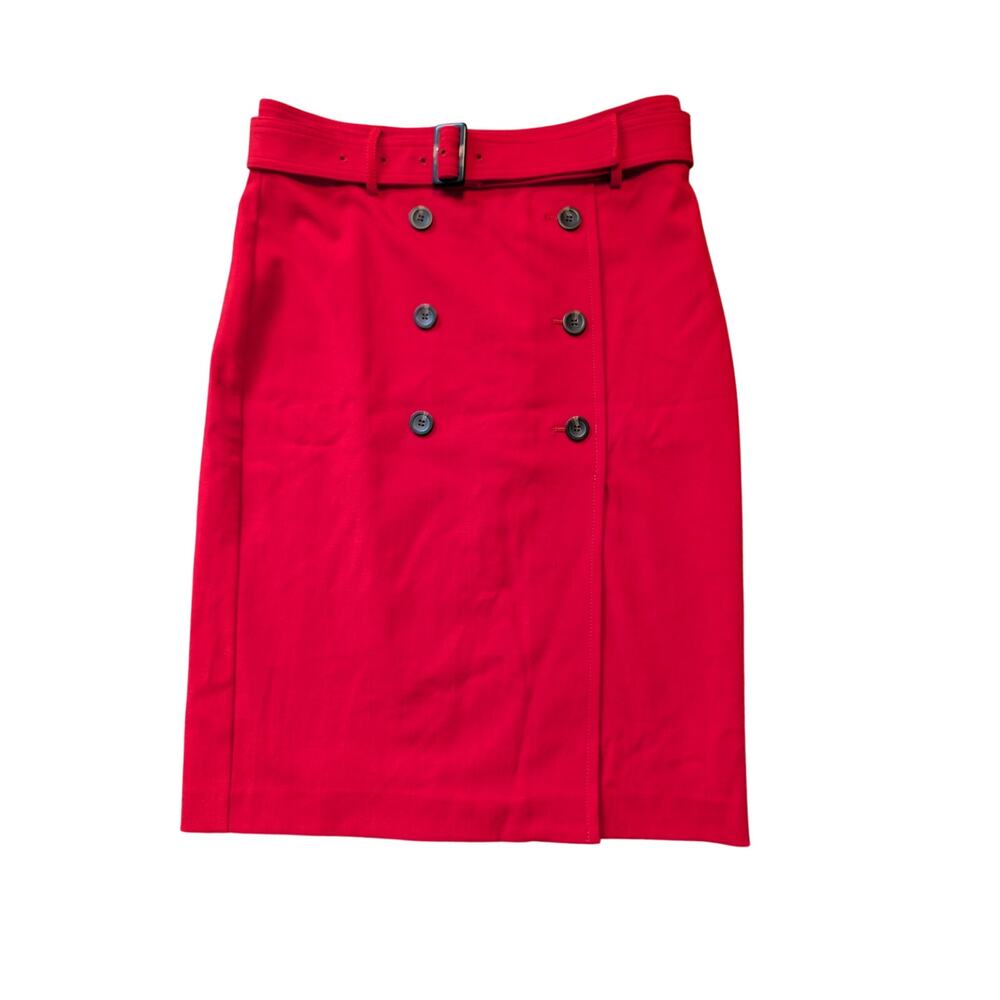 Ann Taylor Red Belted Double Breasted Trench Casual Pencil Skirt Size 10